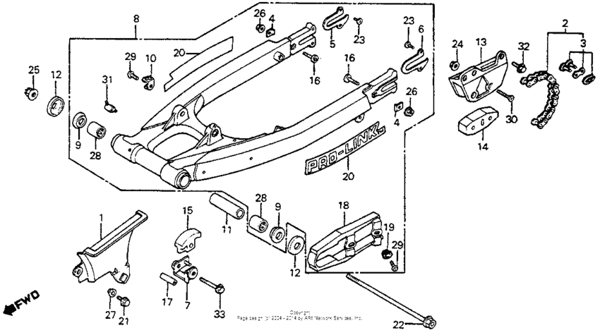Swingarm + chain case 85