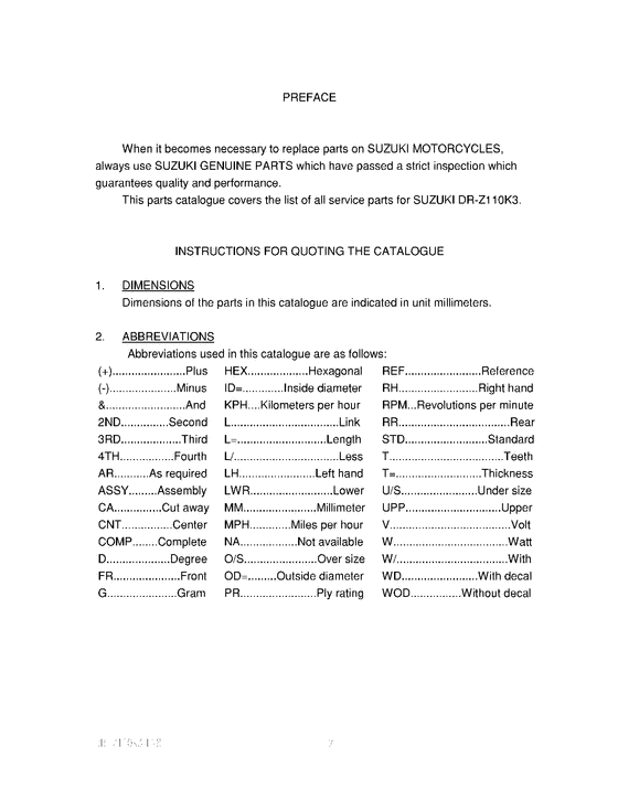 DR-Z110 Catalog preface