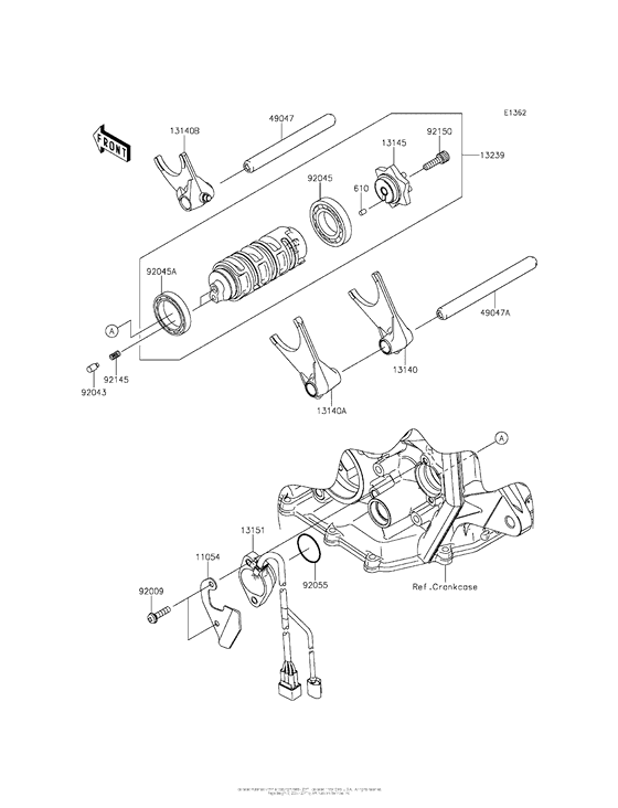 ZX636 Валы и вилки переключения передач