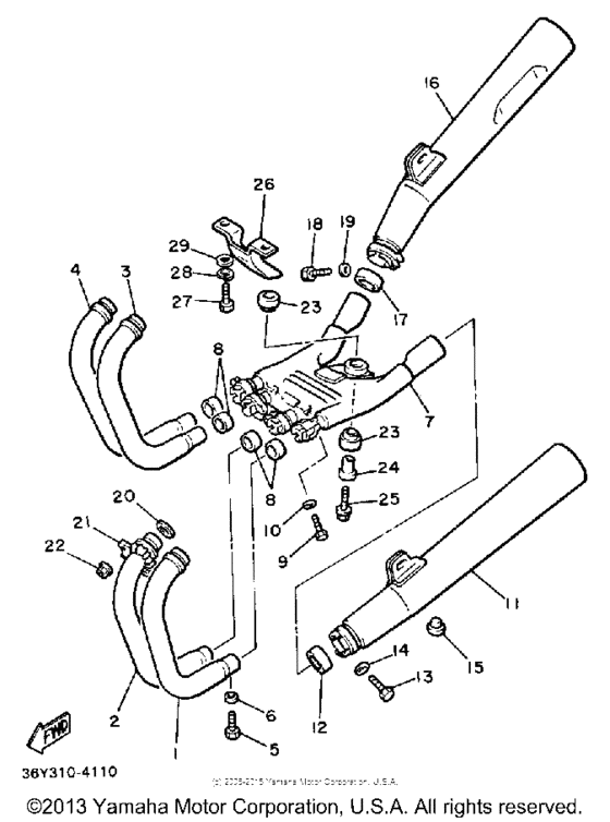 FJ1100NC Выхлопная система
