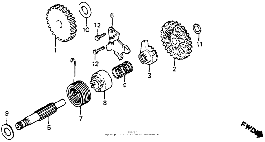 Kick starter spindle 80-81