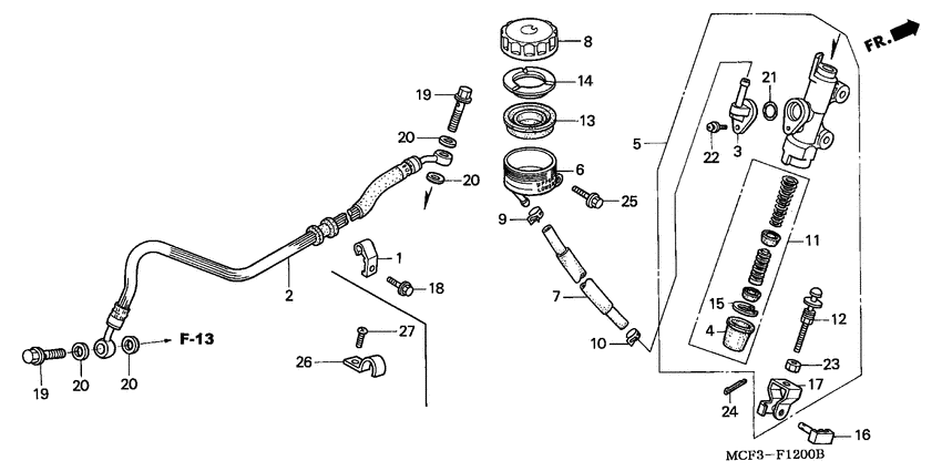 Rr. brake master cylinder