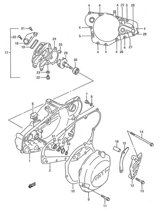 Crankcase cover- water pump