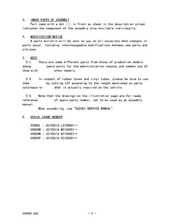 VX800 Catalog preface