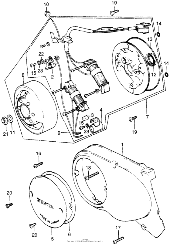 Left crankcase cover + alternator