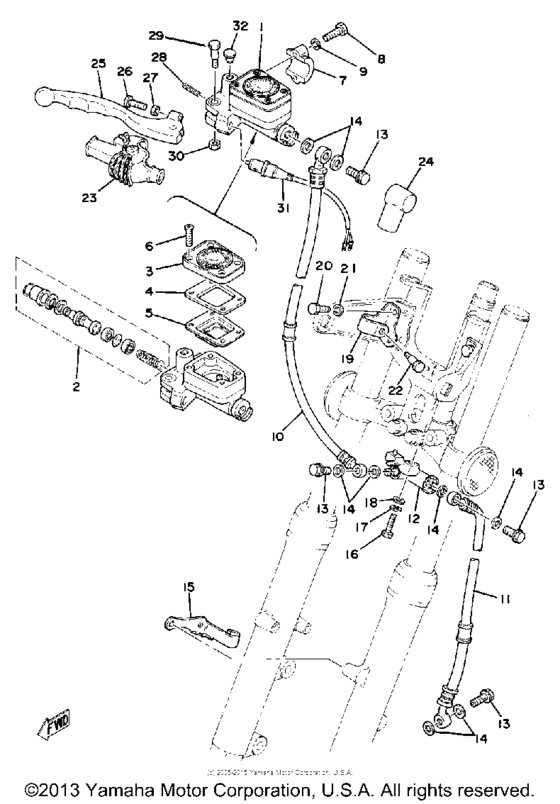 Front master cylinder-brake hose