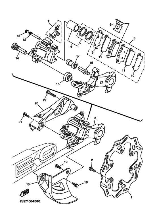 YZ250F YZ250FX Задний суппорт