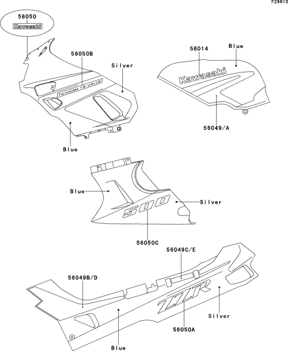 ZX500 Decal(blue / silver)(zx500-c2)
