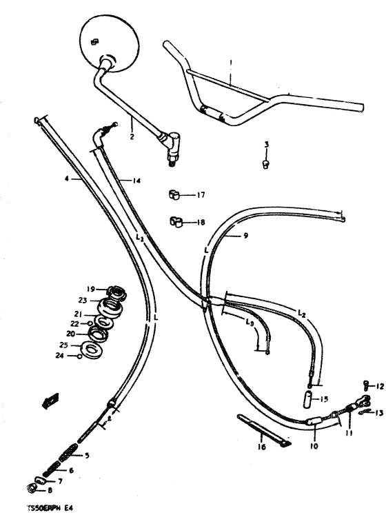 Handlebar - control cable