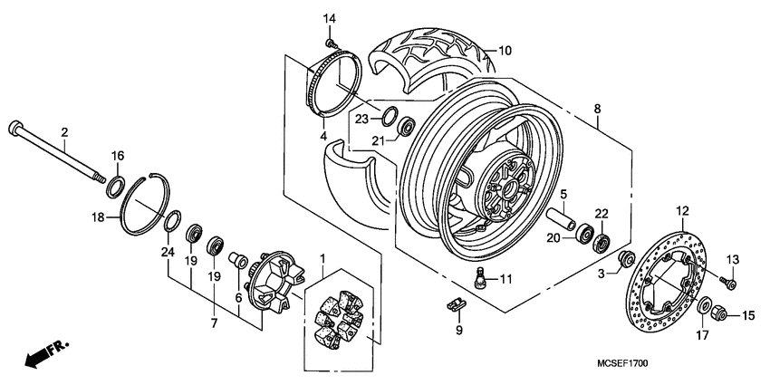 Rear wheel complete assy