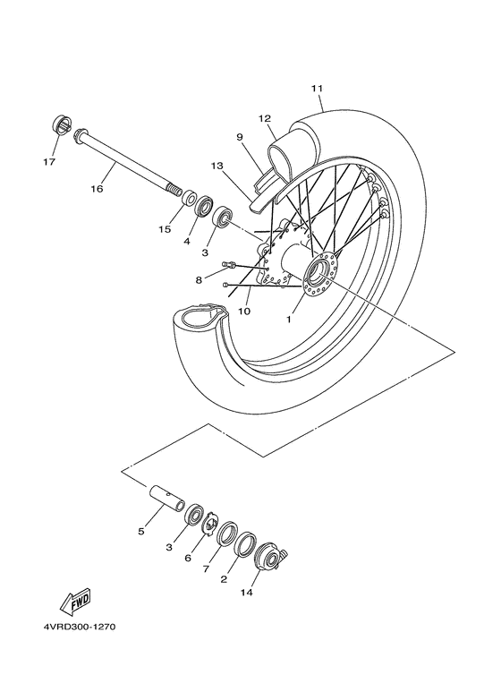 XVS650 Переднее колесо
