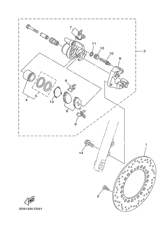 YBR125ED Передний суппорт