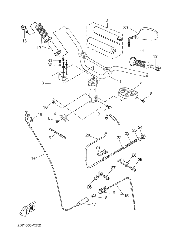 Steering handle & cable