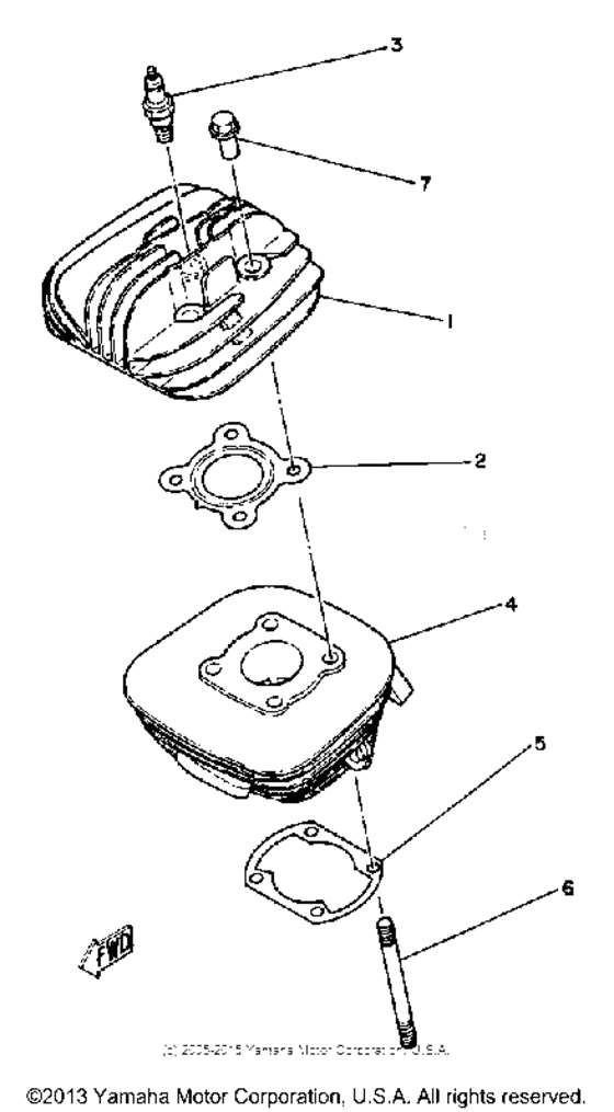 YZ60H Cylinder head - cylinder