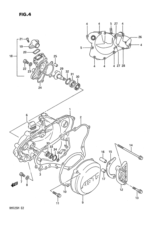 Crankcase cover- water pump