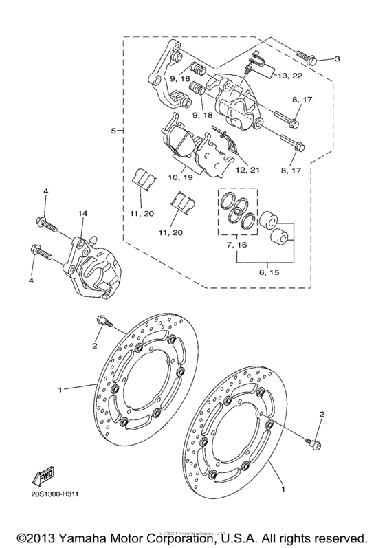 FZ6RECR Передний суппорт