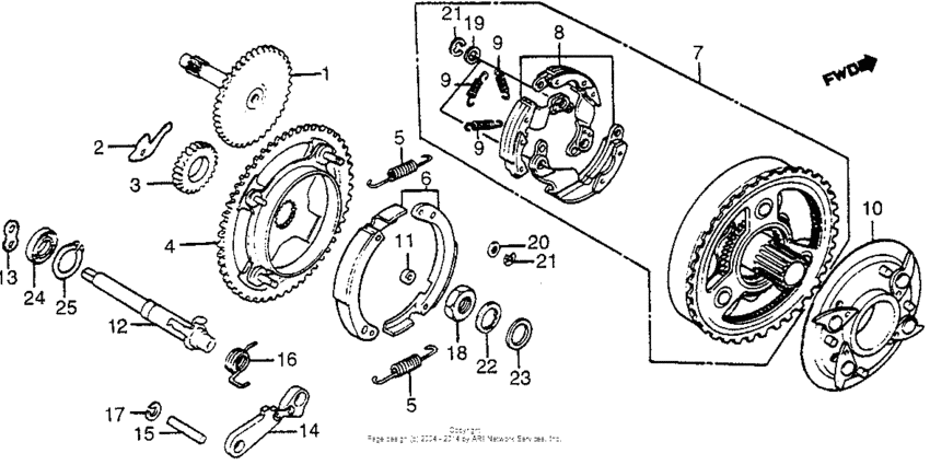 Oil pump driveshaft + clutch + parking shaft