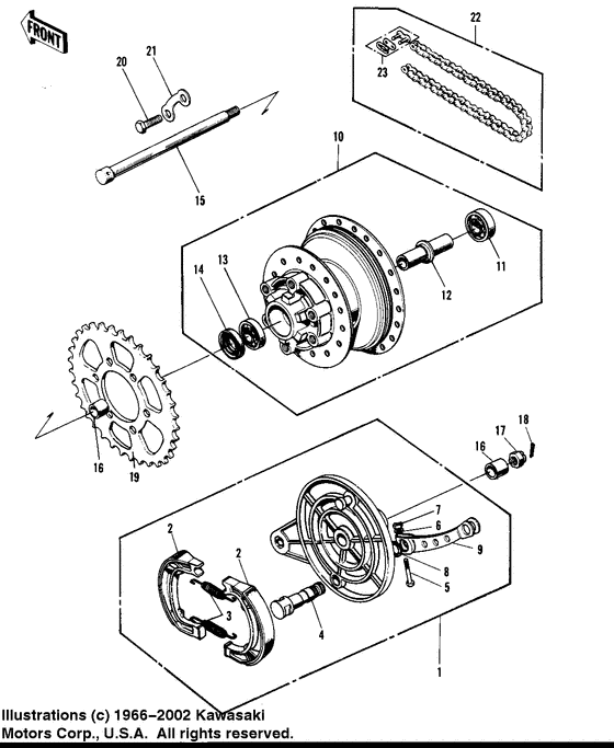Rear hub/brake/chain