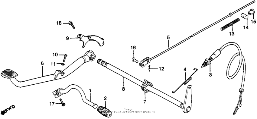Brake pedal + shift pedal