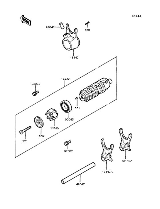 Gear change drum & forks