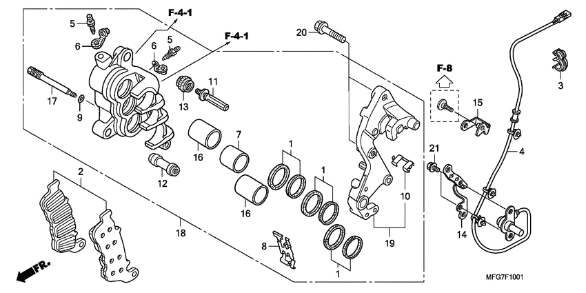 R. front brake caliper
