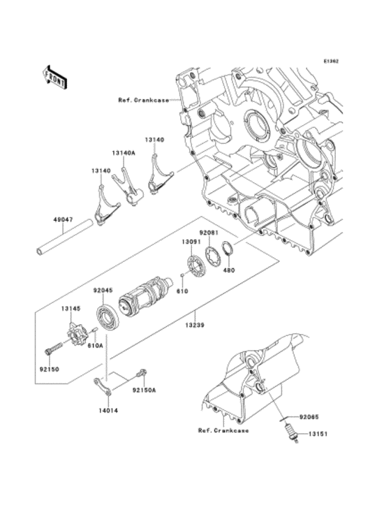 VN900 Gear change drum & forks