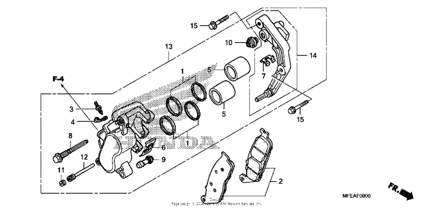 VT750C2B Front brake caliper (vt750c2f / c2b)