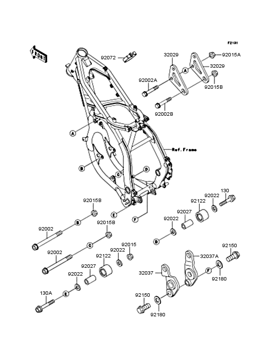 KX125 Рама ,крепежные детали