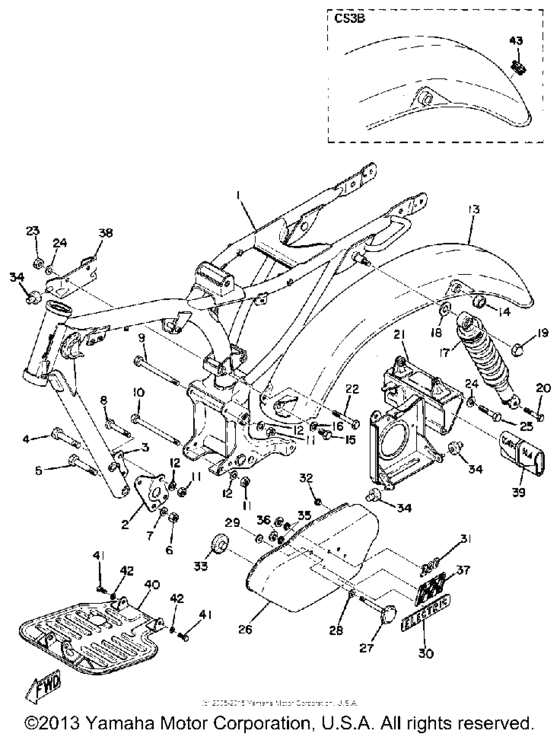 Frame, rear cushiion & rear fender