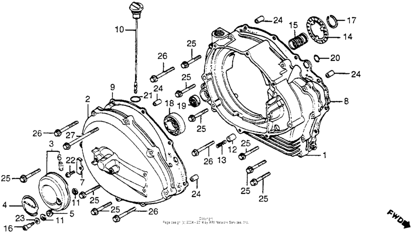 Cm400a right crankcase cover + torque converter case