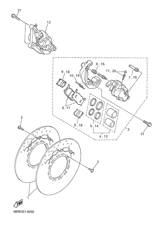XJ600N Передний суппорт