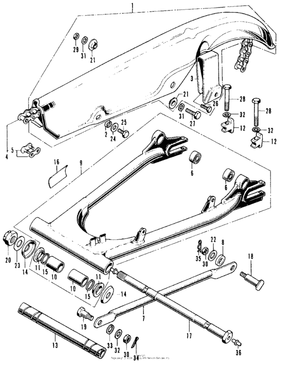 Chain case + swingarm