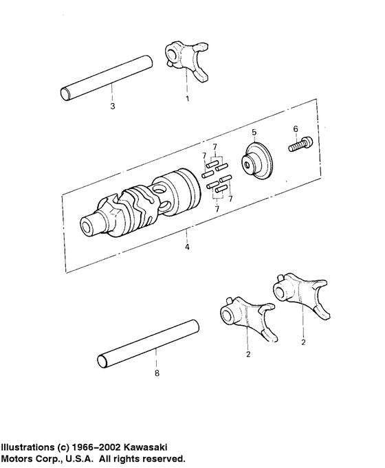 KDX80 Gear change drum & forks