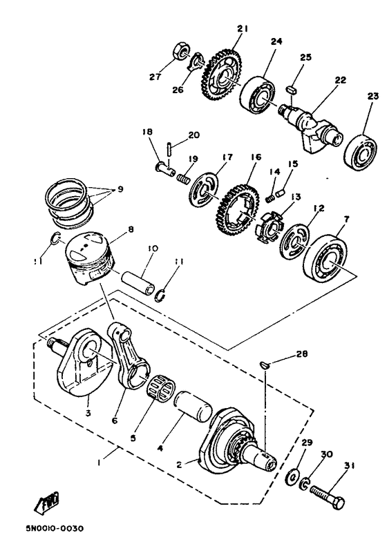 SR125 Коленчатый вал и поршни