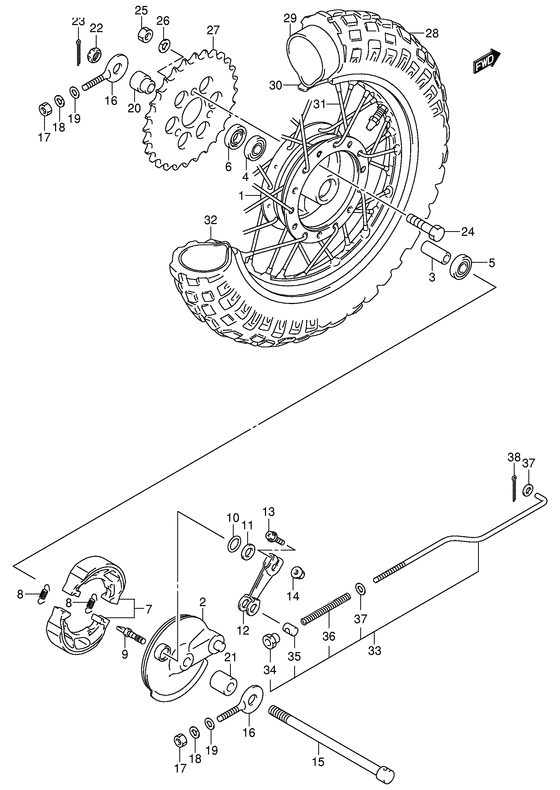 Rear wheel complete assy