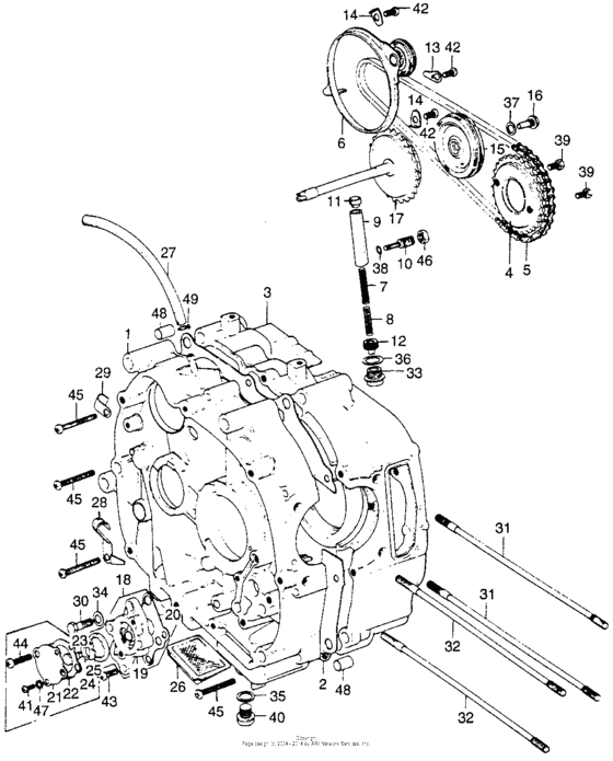 Crankcase + cam chain tensioner