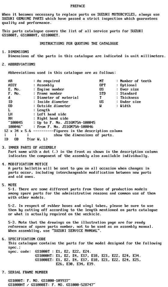GS1000 Catalog preface