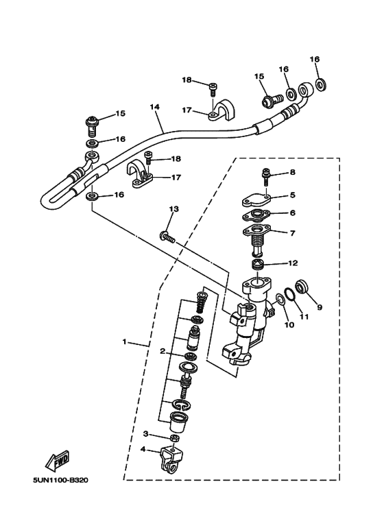 YZ125 YZ125R Задний тормозной цилиндр