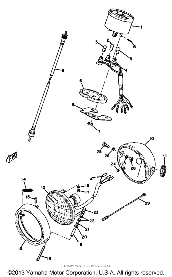 Headlight - speedometer