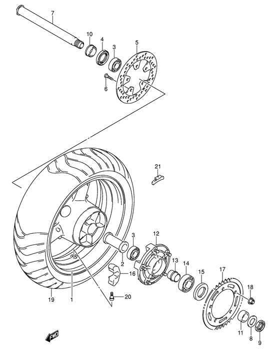 Rear wheel complete assy