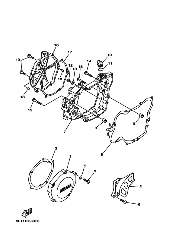 YZ125 Crankcase cover ass`y  (v