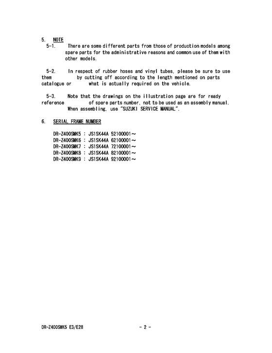 DR-Z400 Catalog preface