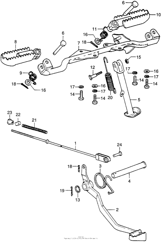 XR75 Brake pedal + side stand