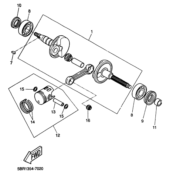 YQ50 Коленчатый вал и поршни