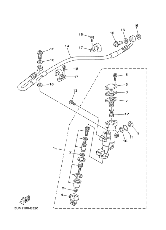 YZ125 Задний торм цилиндр