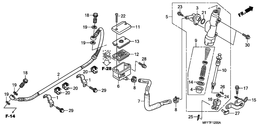 Rr. brake master cylinder