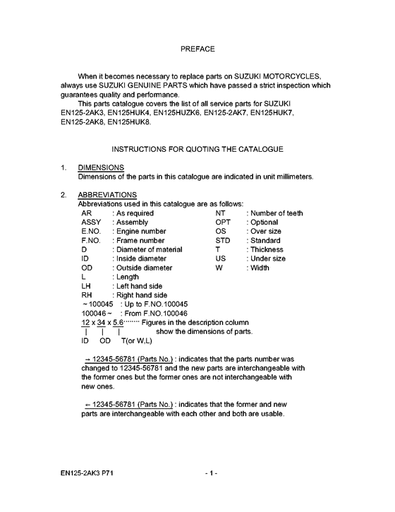 EN125 Catalog preface