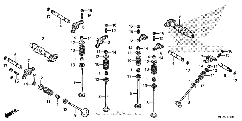 VT1300CS (ABS) Распределительный вал и клапана