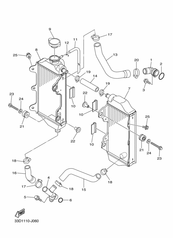YZ450F Радиатор и шланг