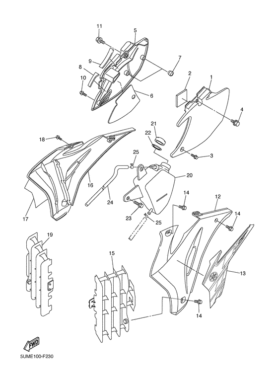 WR250F Боковые обтекатели
